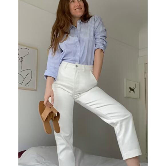 Everlane 4 cream straight leg ankle pants - Picture 2 of 7